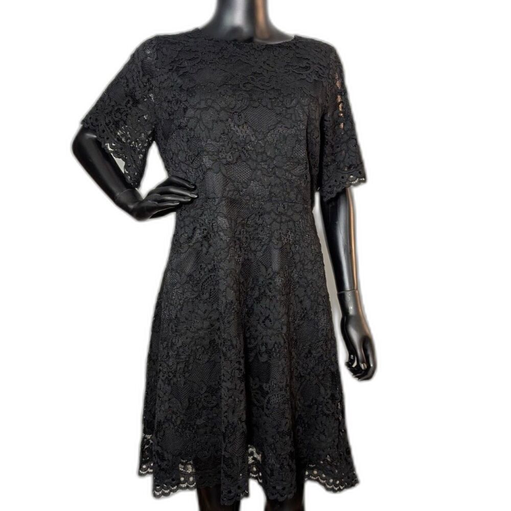 Baltic Born Aasha Black Lace Short Dress XL NWT Flutter Sleeve A-Line